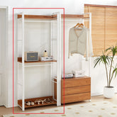 Hectarul - Raft tip dressing cu cadru metalic alb si blat MDF melaminat, 15 mm grosime, maro stejar, 80x35x195 cm Alba HARO